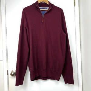 Robert Graham 1/4 Zip Cotton Blend Men’s Sweater size XXL Burgundy Mix Preppy